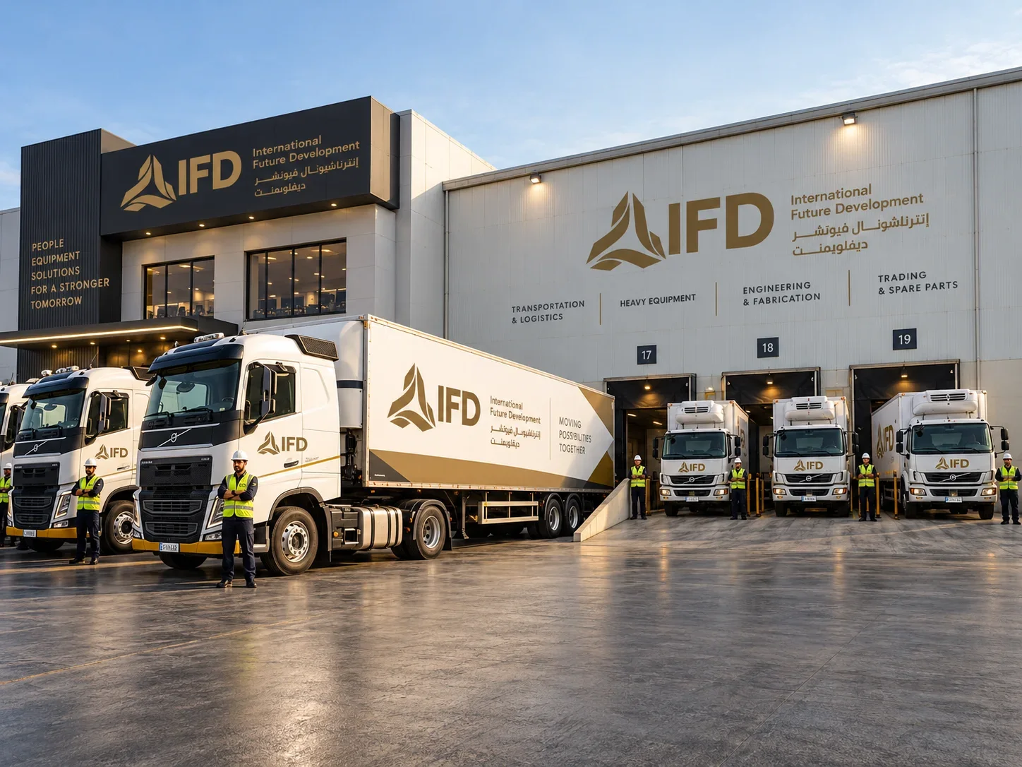 IFD facility in Dammam with branded trucks and loading bays